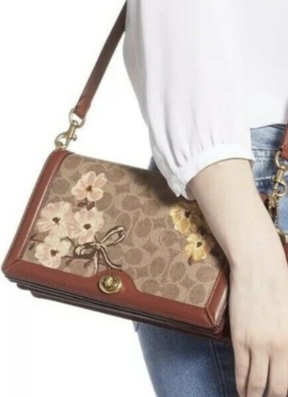 COACH Riley Signature Canvas Prairie Floral Print Crossbody - Picture 4 of 14